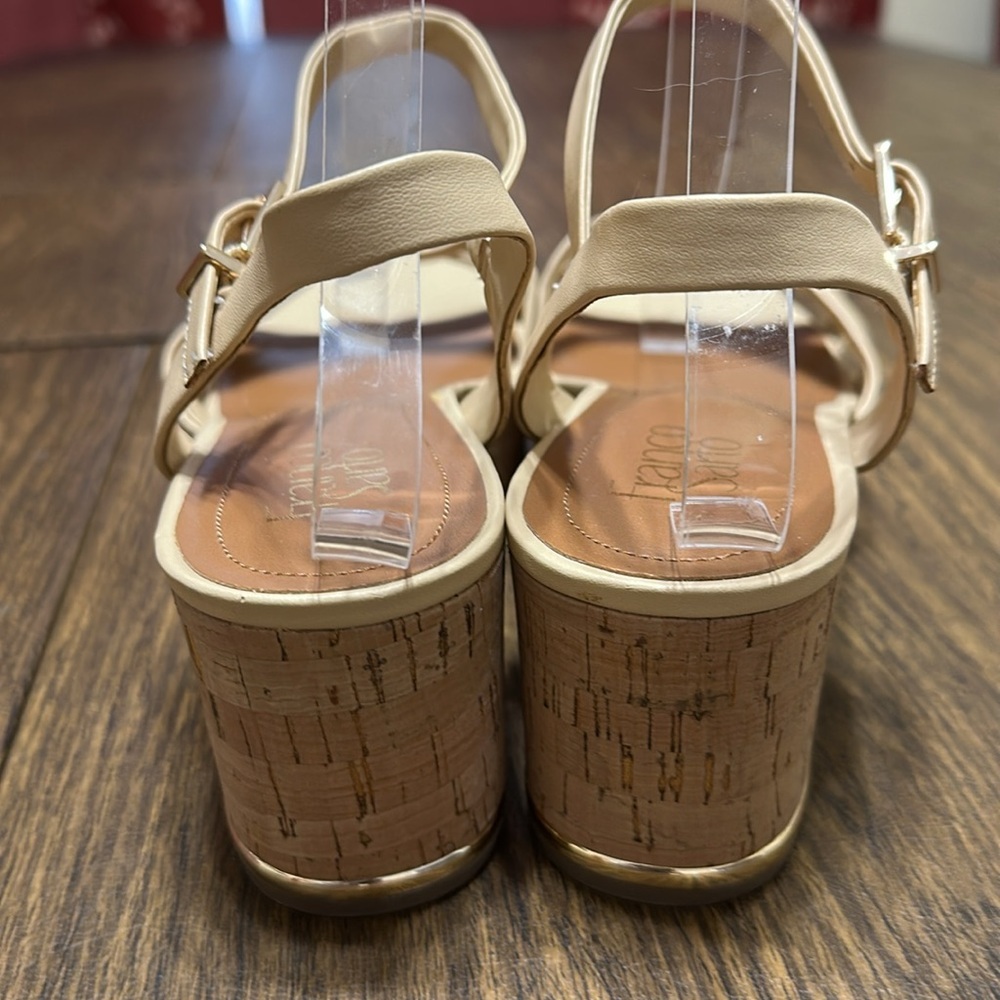 Franco Sarto Pelma Faux Leather Ankle Strap Platform Sandals, Beige, Size 10 - Picture 7 of 12